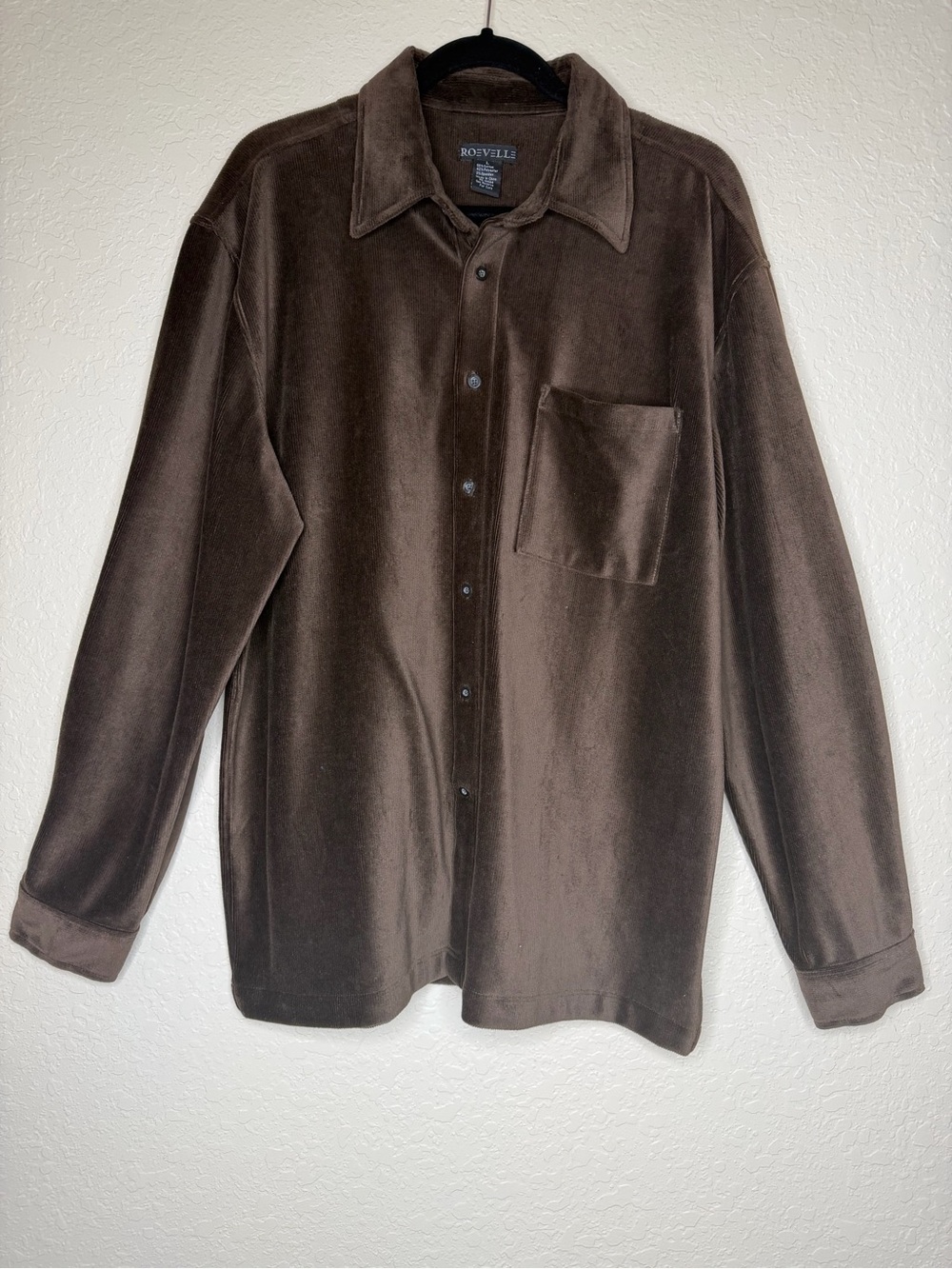 Vintage Roevelle Brown Corduroy Velour Longsleeve Large shirt